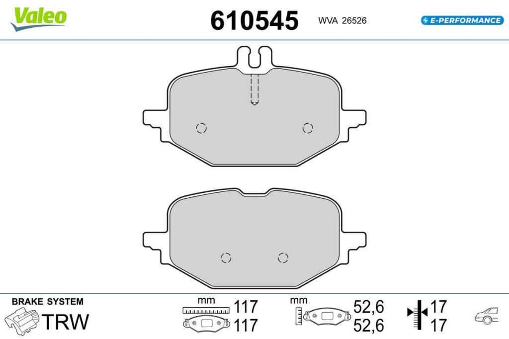 Jogo de 4 pastilhas de travão VALEO ref. 610545